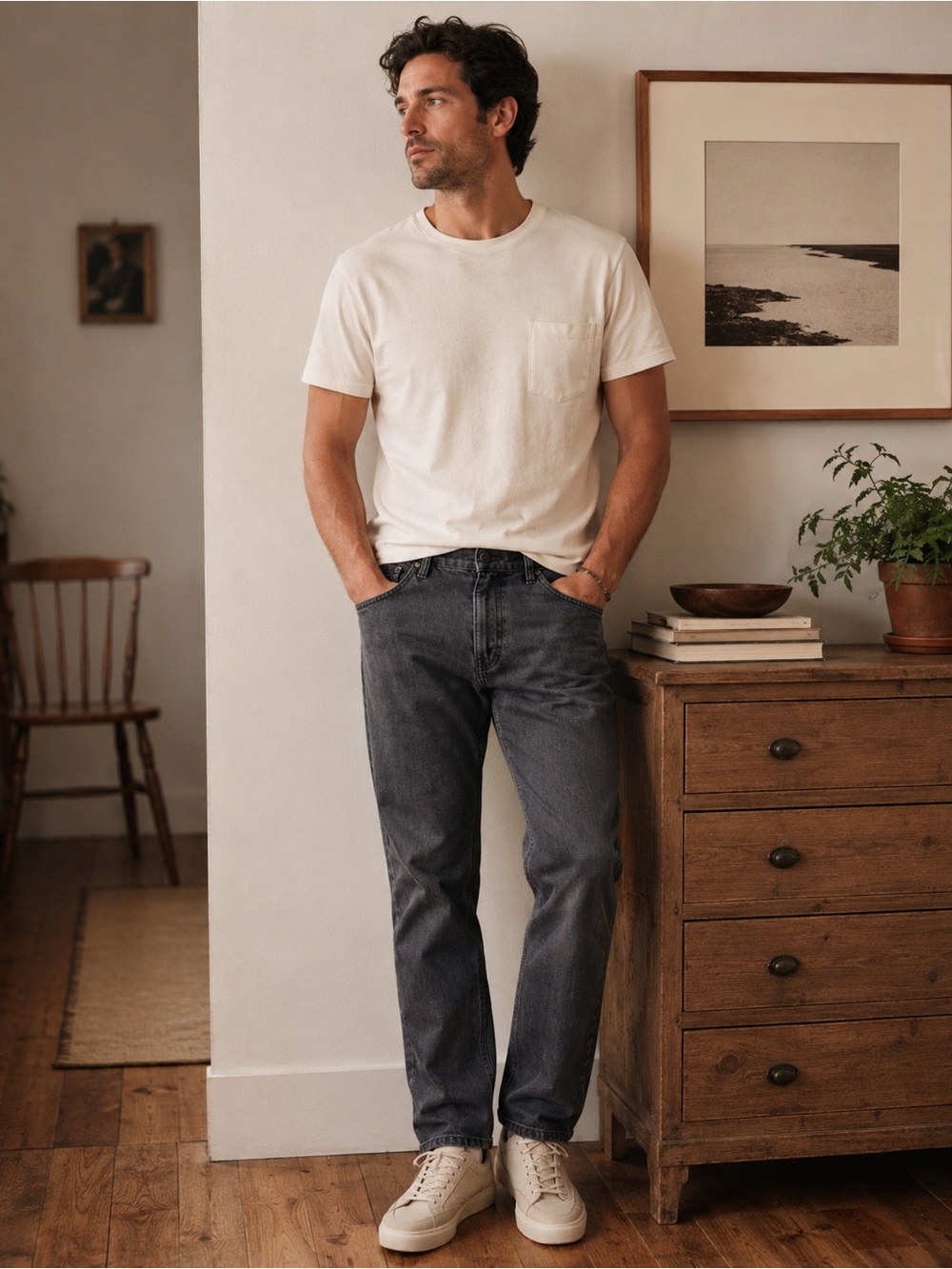 John Varvatos Straight Jeans in Charcoal